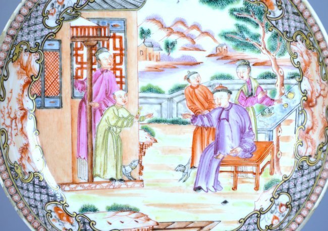 18th C. Cinese Mandarin Enameled Porcelain Plate.