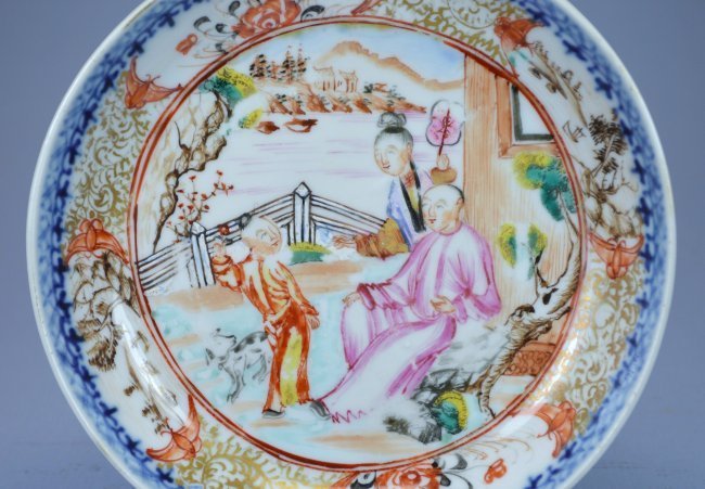 18th C. Cinese Mandarin Enameled Porcelain Bowl. 1770s.