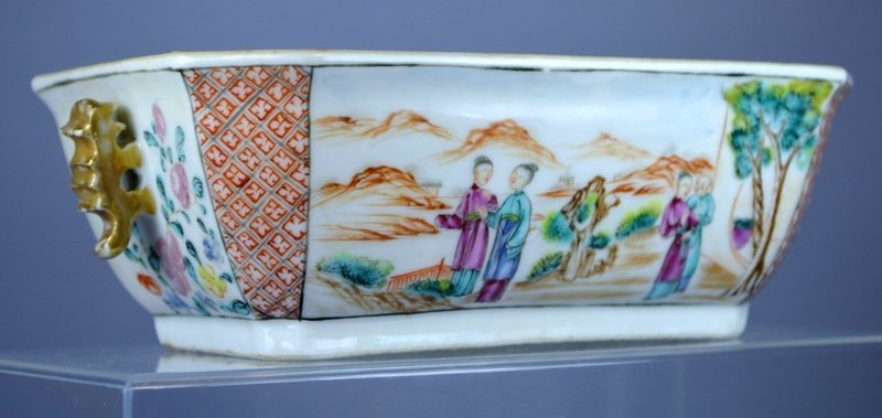 18th C. Chinese Mandarin Rectangular Figural Tureen.