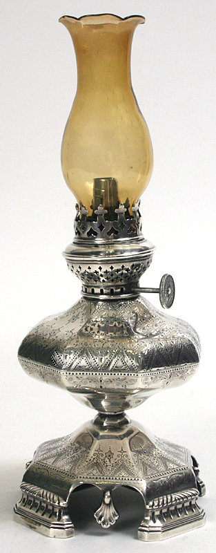Continental silverplated oil lamp, Silberlight, Germany