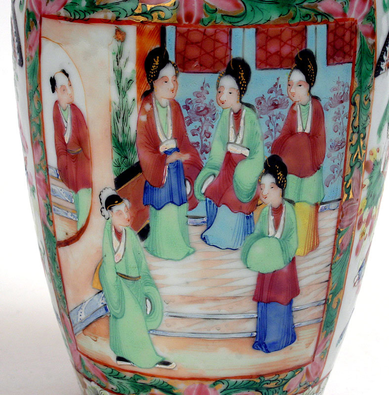 Chinese Export Rose Medallion baluster vase, 19th C.
