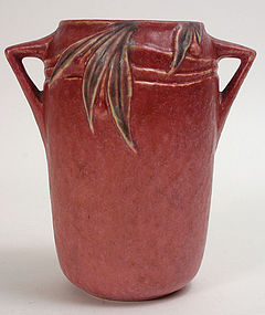 Roseville Velmoss II rose vase, Deco art pottery