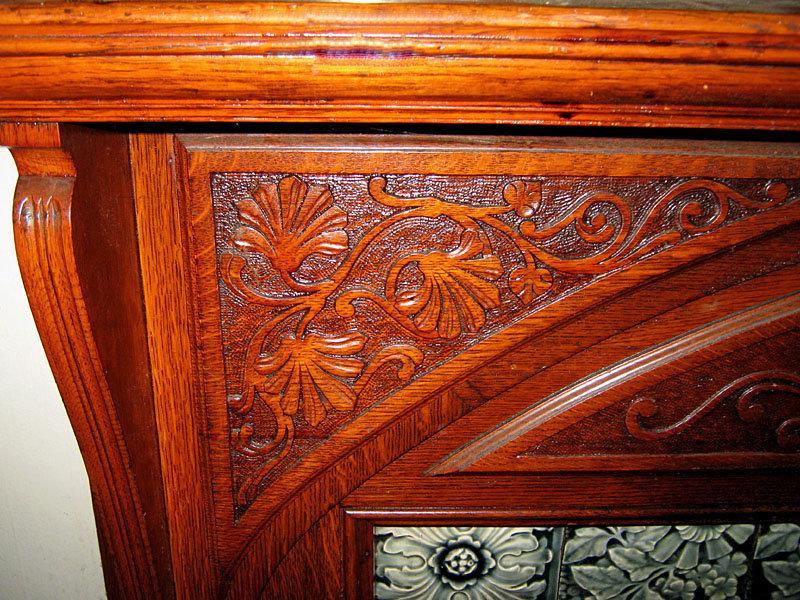 Victorian fireplace mantel mantelpiece, oak, antique