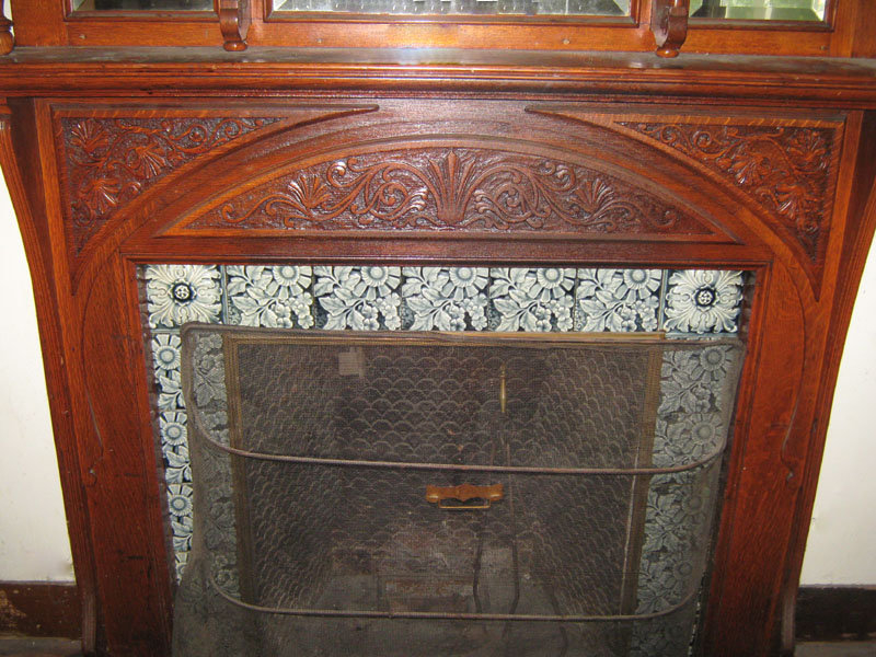 Victorian fireplace mantel mantelpiece, oak, antique