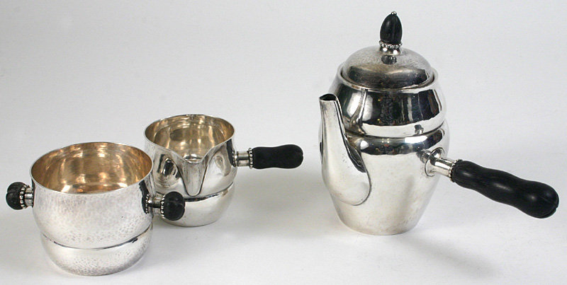 Georg Jensen sterling silver 3-piece coffee set, 1 &amp; 1A