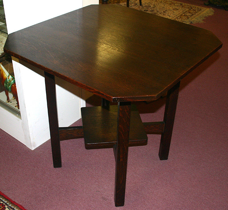 L &amp; JG Stickley square oak lamp table, Arts and Crafts