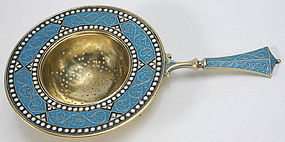 David Andersen sterling silver and enamel tea strainer
