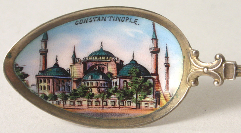 Constantinople silver and enamel bowl souvenir spoon