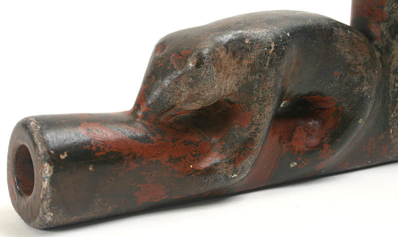 Great Lakes region Indian two bear effigy pipe