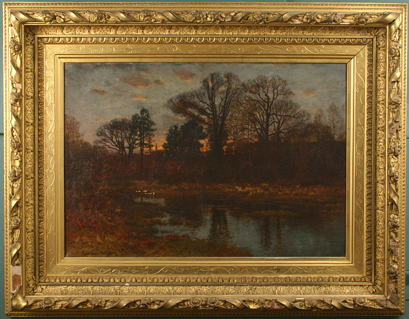 John J. Enneking painting - Autumn wooded landscape