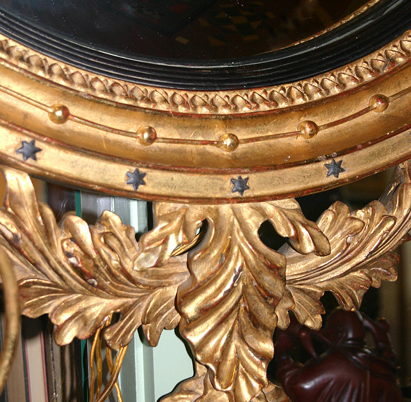 Federal style gilt girandole mirror with convex glass