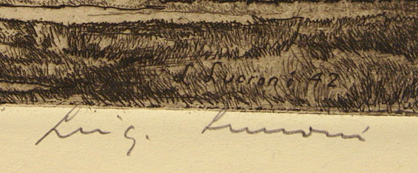 Luigi Lucioni Two Silos original etching, signed