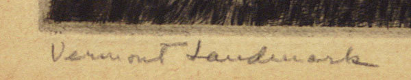 Alice Standish Buell etching - Vermont Landmark, signed