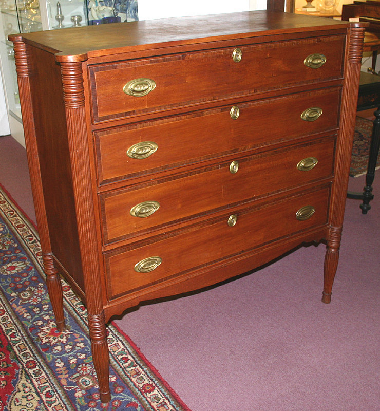 New Hampshire Sheraton period 4-drawer chest