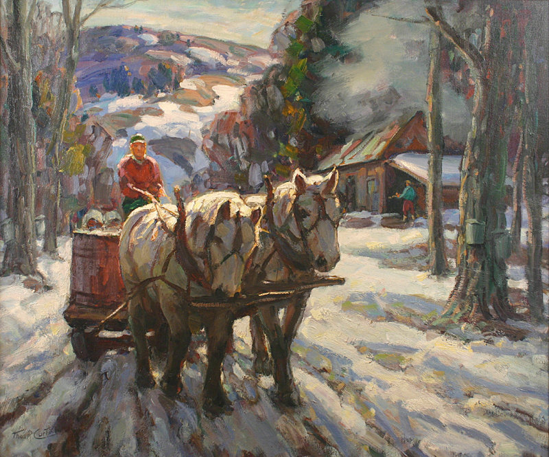 Thomas R. Curtin painting - Maple Sugaring, Vermont