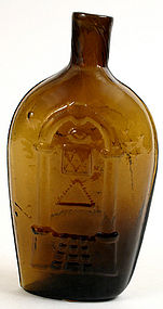 Masonic and eagle Keene glass flask, early 19th century