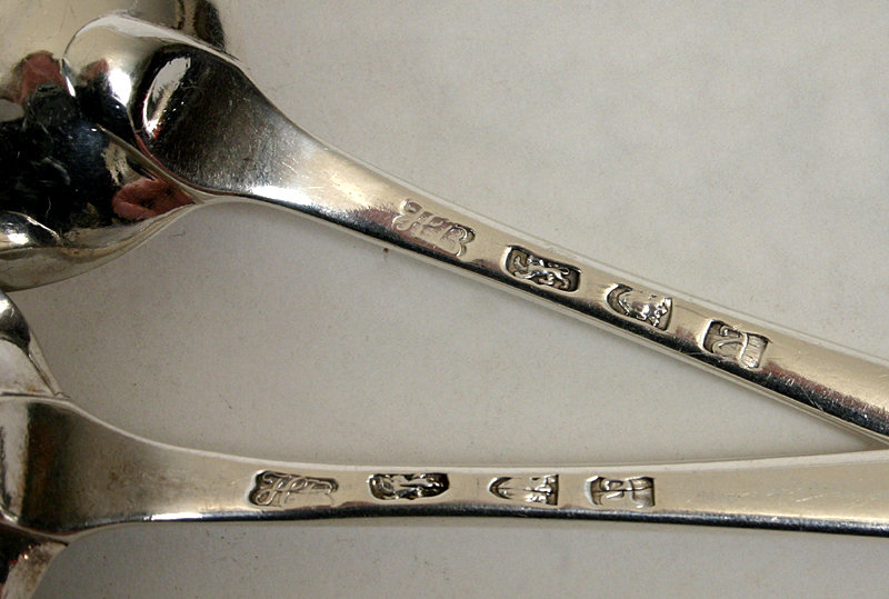 Pair Hester Bateman sterling silver table spoons