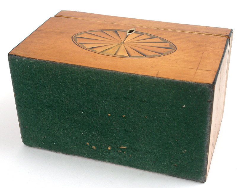 George III satinwood inlaid tea caddy box, English
