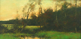 Dennis Sheehan tonalist landscape painting - Sunset