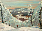 Churchill Ettinger skiing painting, Vermont