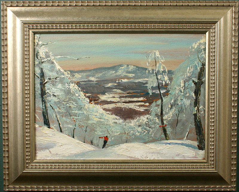 Churchill Ettinger skiing painting, Vermont