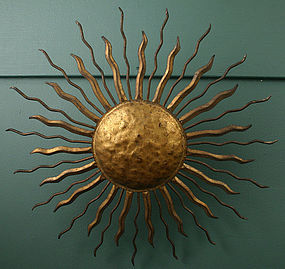 Antique metal sunburst hanging wall sconce lighting