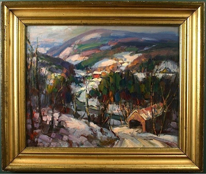 Thomas R. Curtin painting - Covered Bridge, Vermont