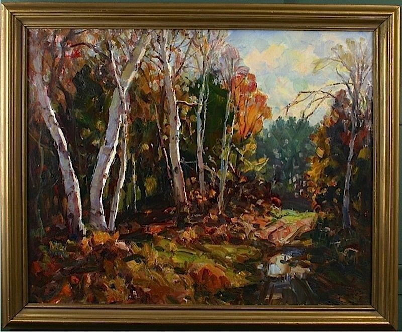Thomas R. Curtin painting of Autumnal Birches