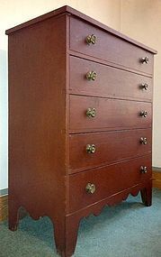 New England red-painted Federal tall chest