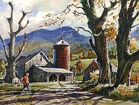 Ted Kautzky watercolor painting - Autumn in Vermont