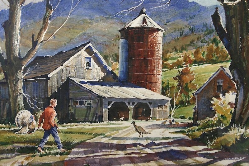 Ted Kautzky watercolor painting - Autumn in Vermont