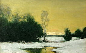 Dennis Sheehan winter sunset painting