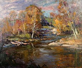 Robert Gruppe autumnal painting - Trout Stream, Vermont
