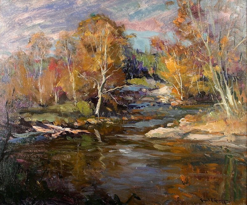 Robert Gruppe autumnal painting - Trout Stream, Vermont