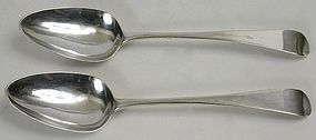 Pair Hester Bateman sterling silver table spoons, 1788