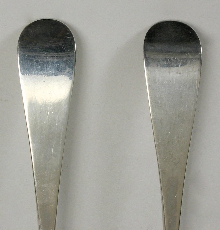 Pair Hester Bateman sterling silver table spoons, 1788