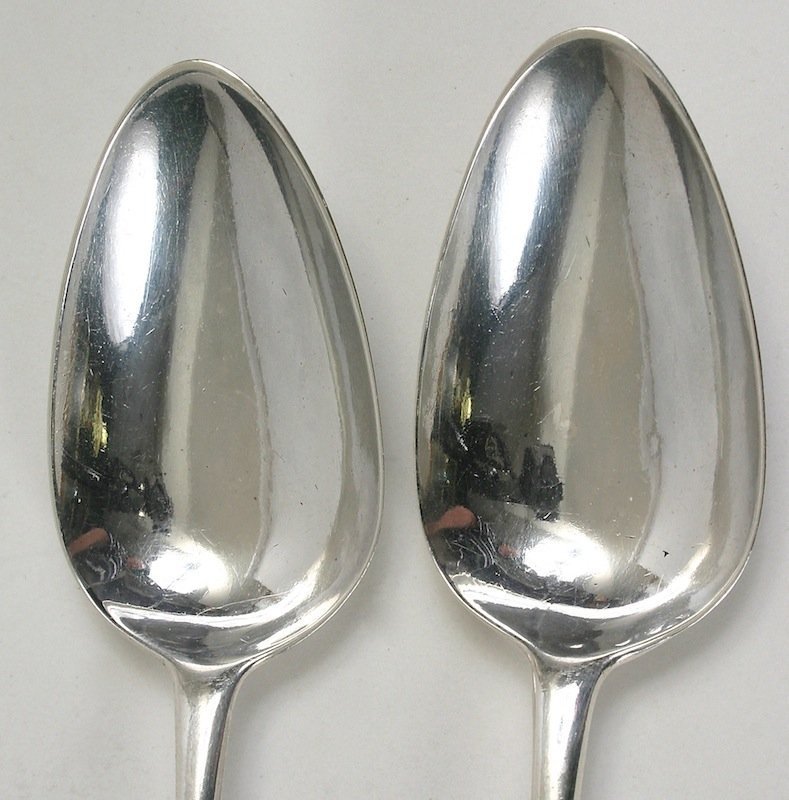 Pair Hester Bateman sterling silver table spoons, 1788