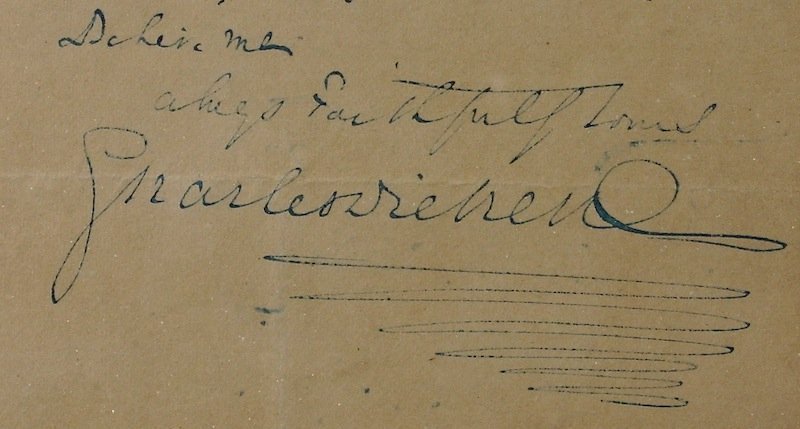 Charles Dickens signed autograph hand written note