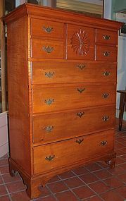 New Hampshire Chippendale tall chest with sunburst