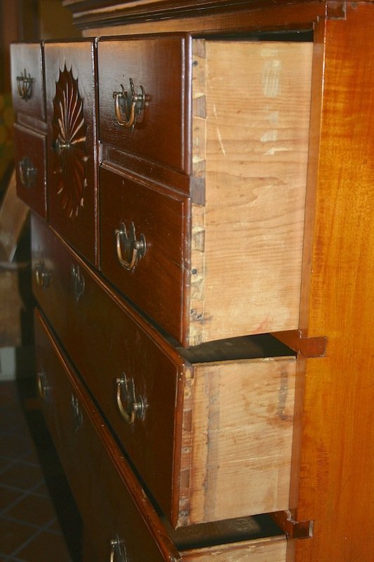 New Hampshire Chippendale tall chest with sunburst