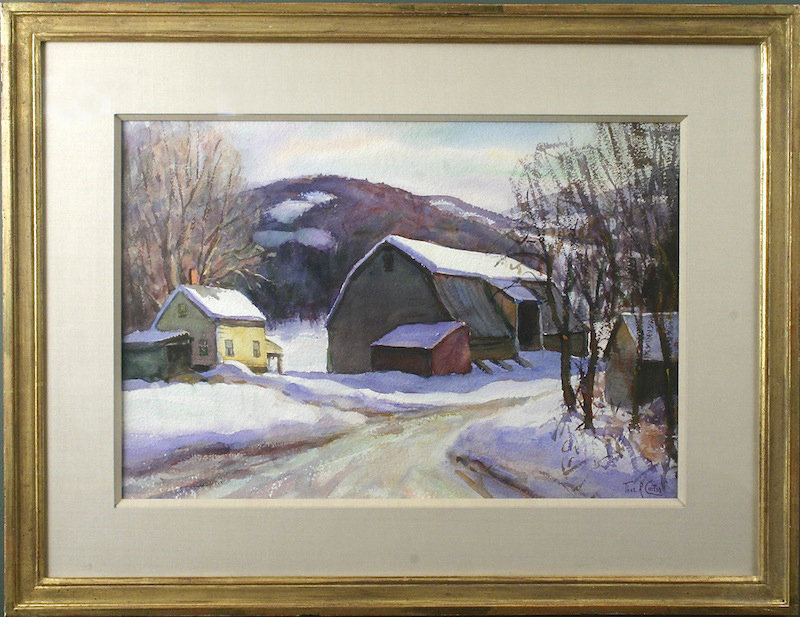 Thomas R. Curtin watercolor painting - Farm in Winter
