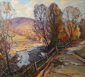 Thomas R. Curtin painting - Mountain Road in Autumn
