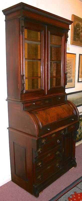 Victorian walnut diminutive secretary bookcase