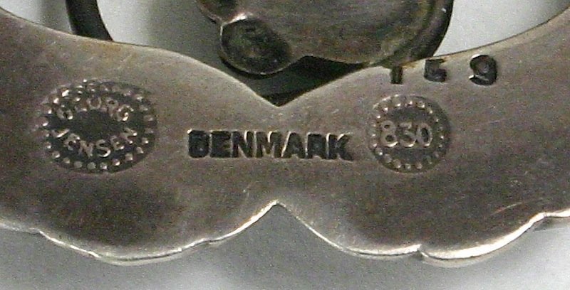 Georg Jensen silver chrysoprase brooch, early mark