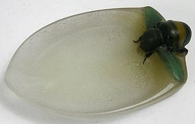 Almeric Walter pate de verre glass bumble bee ring dish