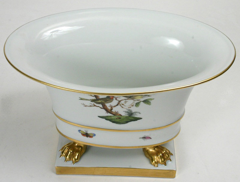 Herend Rothschild bird porcelain cache pot urn