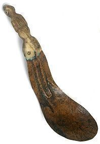 Tlingit Northwest coast copper and horn potlatch ladle