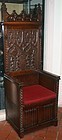 Gothic revival oak Bishop's throne chair