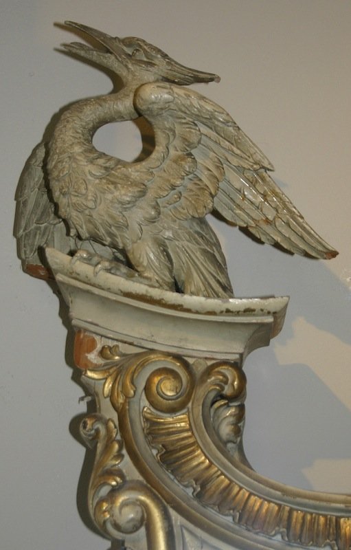 Chinese Rococo style pier mirror with ho ho birds