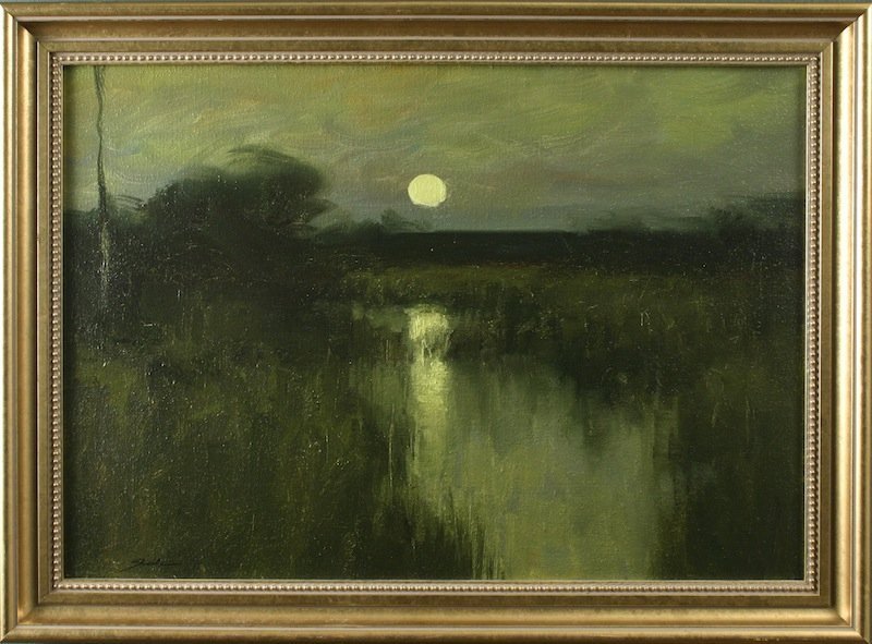 Dennis Sheehan painting - Full Moon On A Marsh